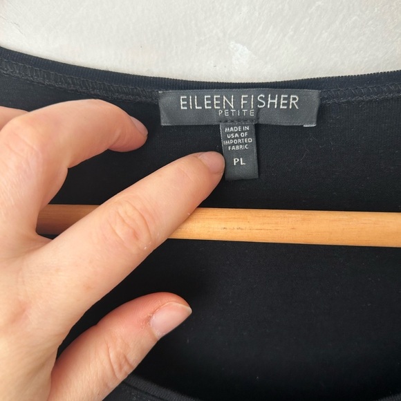 Eileen Fisher Womens petite large Scoop Neck  Rayon short Sleeve Top black - Picture 2 of 7